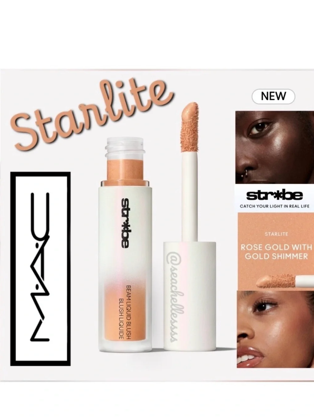 MAC Starlite Strobe Beam Liquid Blush Rose Gold Brand New In Box Full Size